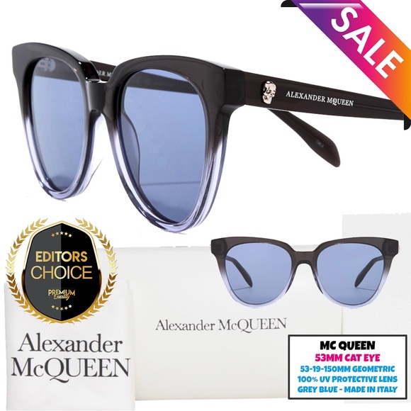 BNWBOX Alexander McQueen 53MM Cat Eye Sunglasses GREY BLUE main image 5